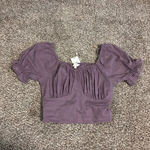 3 FOR $20// purple puff sleeve top